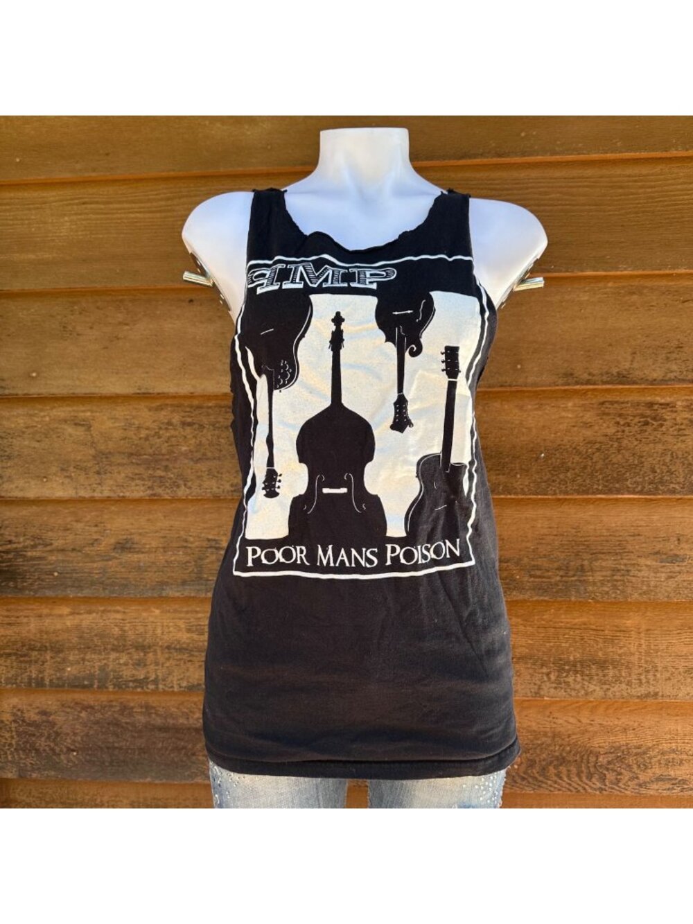 Poor Mans Poison Custom Tank Top Black Medium Womens Music Graphic Racerback